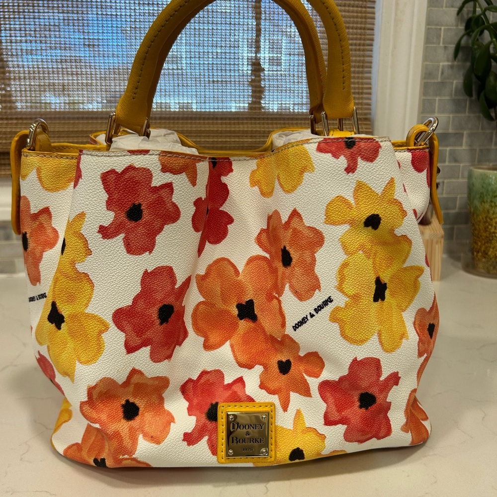 SOLD Dooney & Bourke Yellow, Orange & Red Floral Brenna Handbag